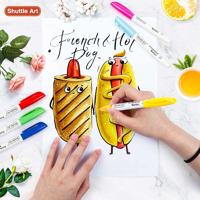 Shuttle Art 48 Colors Permanent Markers, Fine Point, Works on Plastic, Metal - Image 5