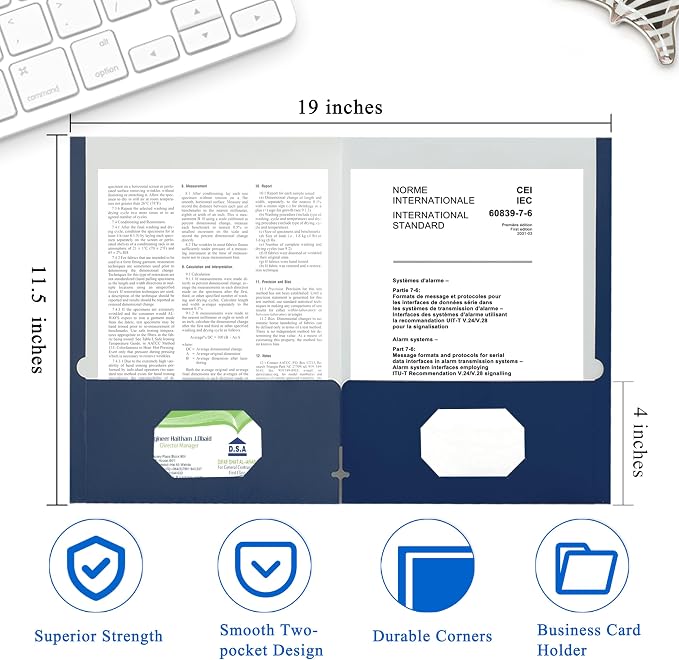 Zzrywuty File folders with Pockets, 50 Pack Paper Folders with Card Slot - Image 2
