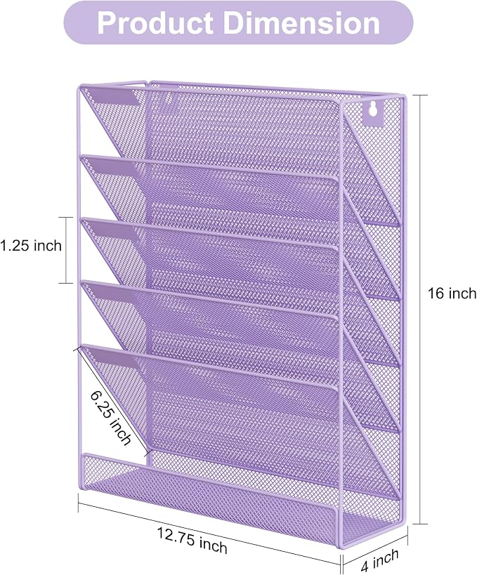 EasyPAG 5 Tier Wall File Holder, Mesh Hanging Folder Organizer - Image 8
