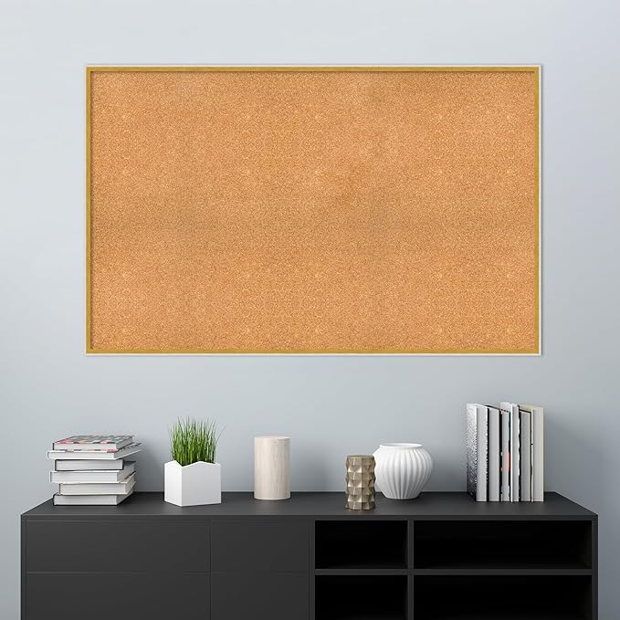 Amanti Art Natural Cork Board for Wall, 35x55 Vision Board with White Frame, Oversize Corkboard Office Decor for Home Organization, Modern Corkboard Pinboard to Display Items for Home Organization in-DeskLoop Office