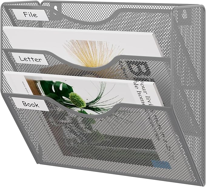 EasyPAG 3 Pocket Mesh Wall File Organizer, Hanging Paper Folder Holder by EasyPAG