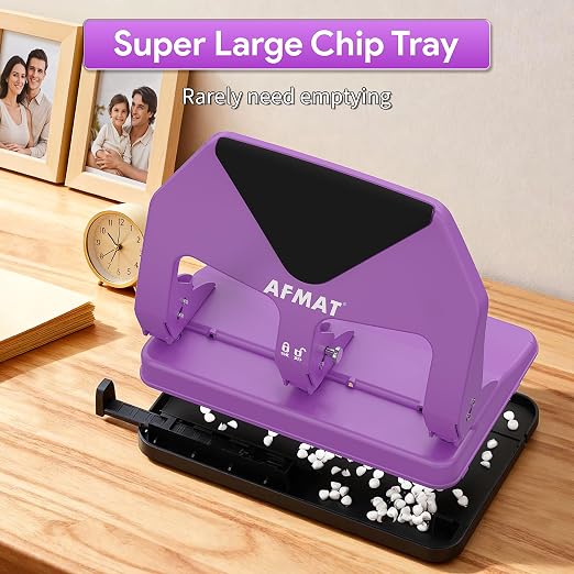 AFMAT Heavy Duty 3 Hole Punch, 50-Sheet Capacity, 50% Reduced Effort Three Hole - Image 6
