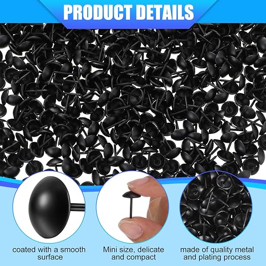 Outus 500 Pcs Black Upholstery Tacks 7/16 Inch Decorative Furniture Tacks Thumb - Image 4