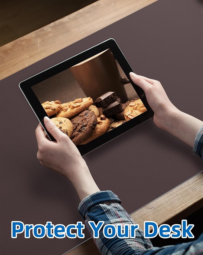 Leather Desk Pad Blotter, Mouse Pad, Office Desk Mat, Non-Slip PU Leather Desk - Image 3