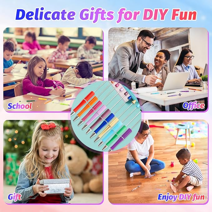 150 Pieces DIY Beadable Pen Kit – 50 Plastic Ballpoint Pens - Image 6