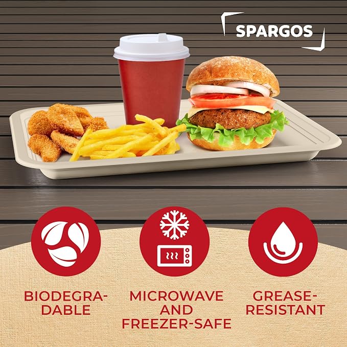 SPARGOS 100 Pack 14 Inch Heavy Duty Disposable Trays - Image 3