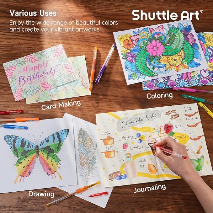Shuttle Art Gel Pens, 120 Pack Gel Pen Set Packed in Sturdy Box, 60 Unique - Image 5