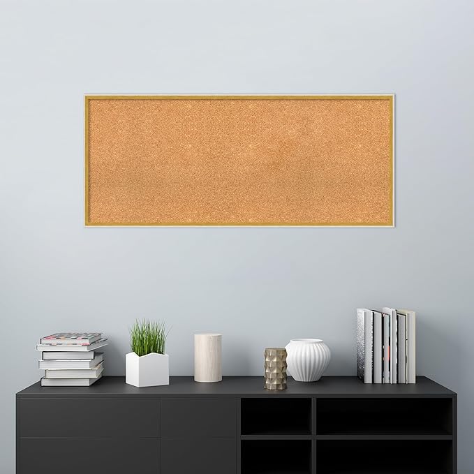 Amanti Art Natural Cork Board for Wall, 21x49 Vision Board with White Frame, Oversize Corkboard Office Decor for Home Organization, Modern Corkboard Pinboard to Display Items for Home Organization in-DeskLoop Office