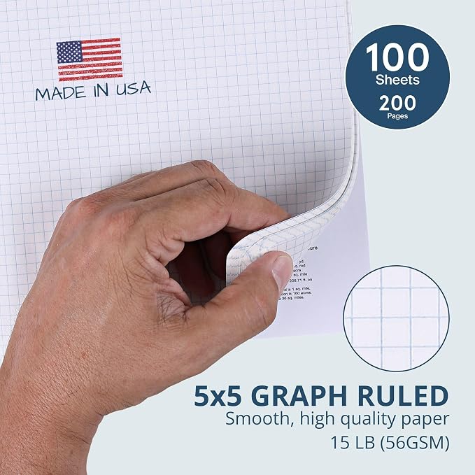 ROARING SPRING Hard Cover Composition Notebook, 9.75″ x 7.5″, 5x5 Grid Graph - Image 2