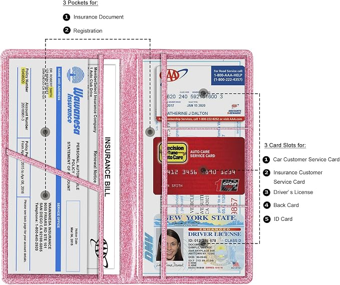 TOURSUIT Car Registration and Insurance Card Holder, Vehicle License Document - Image 2