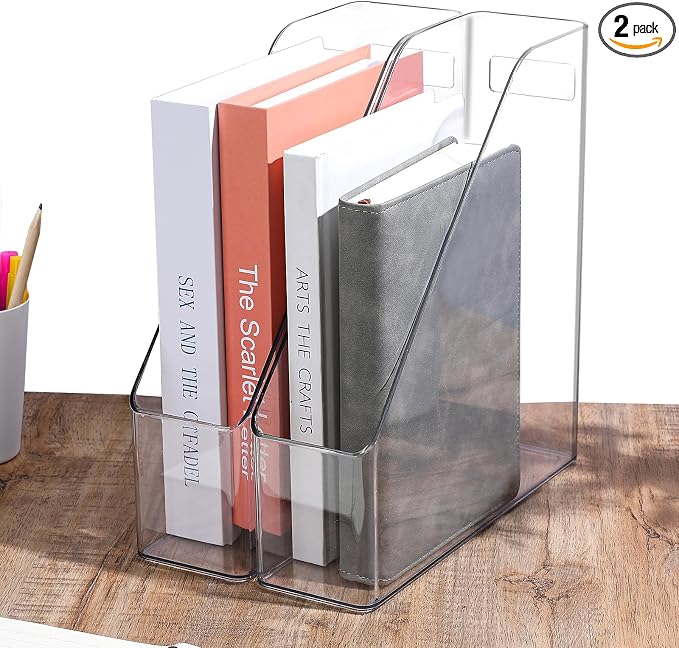 MAQUITA Magazine Holder, 2 Pack Acrylic Magazine File Holder, A4 Vertical File by MAQUITA