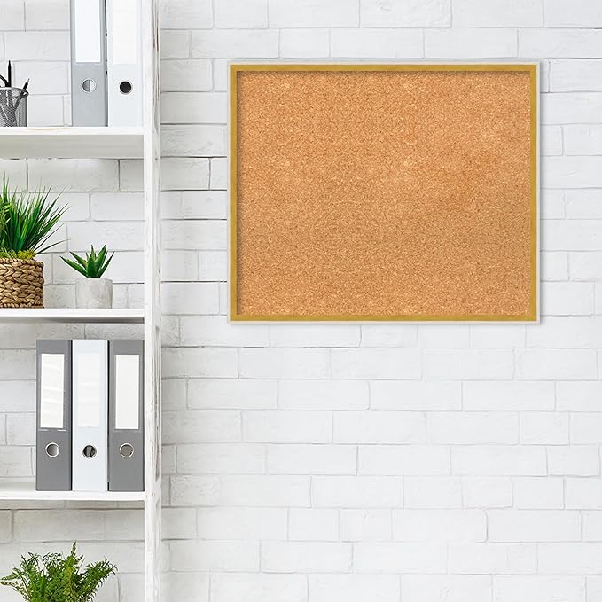Amanti Art Natural Cork Board for Wall, 21x25 Vision Board with White Frame, Medium Corkboard Office Decor for Home Organization, Modern Corkboard Pinboard to Display Items for Home Organization in-DeskLoop Office