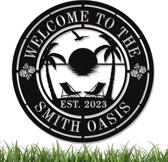 Personalised Tropical Patio Metal Sign, Custom Oasis Metal Sign, Custom by HYTSIGN