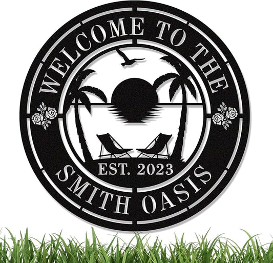 Personalised Tropical Patio Metal Sign, Custom Oasis Metal Sign, Custom by HYTSIGN