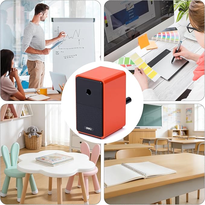 deli Manual Hand Crank Pencil Sharpener - Image 7