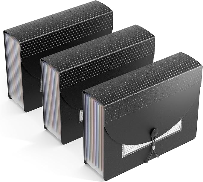 ThinkTex Accordion File Organizer, 12 Pockets Monthly Bill Receipt Organizer by ThinkTex