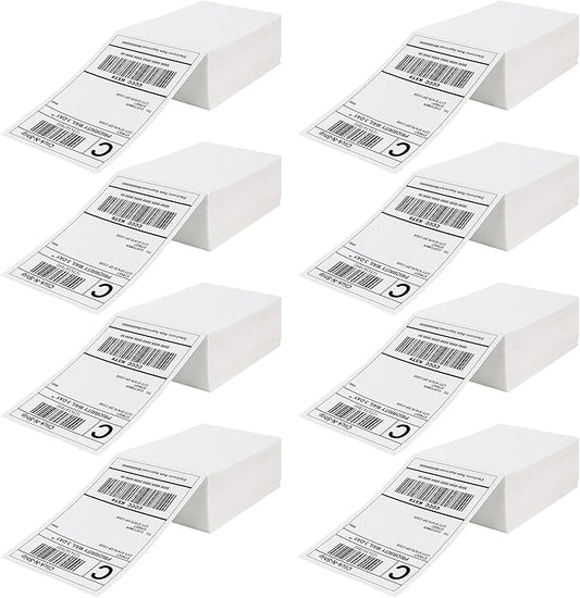 Fanfold Direct Thermal Shipping Labels 4''x6'' 2400 Labels/8 Stacks (300 Pcs per Stack), Compatible with Zebra Rollo Beeprt Printer Ultra Adhesive-DeskLoop Office