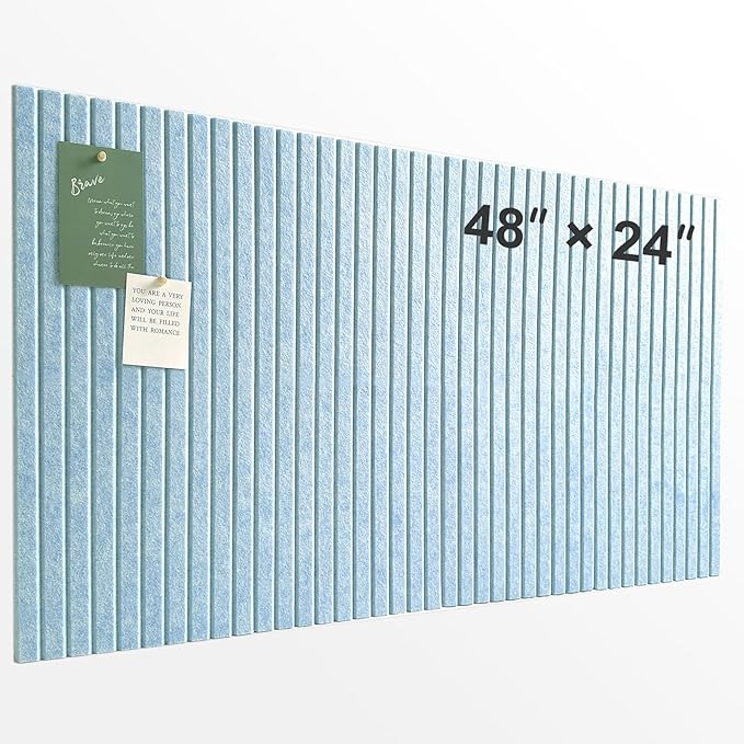 Large Cork Board for Office, 8 Pack Felt Wall Tiles with Slat Wall Paneling, Felt Bulletin Board Pin Board Cork Boards for Walls - Light Blue-DeskLoop Office