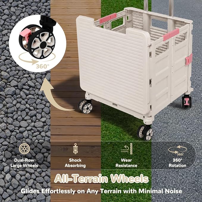 FELICON SELORSS Folding Utility Cart Portable Rolling Crate Handcart-Gray | - Image 3