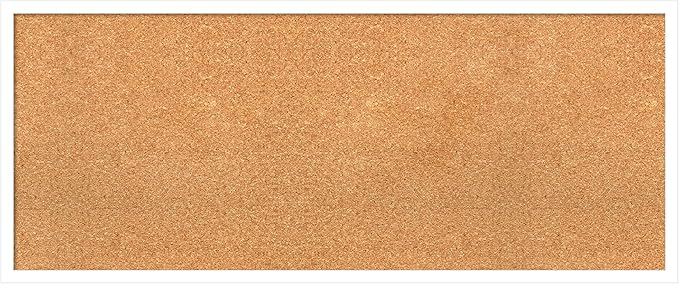 Amanti Art Natural Cork Board for Wall, 17x41 Vision Board with White Frame, Large Corkboard Office Decor for Home Organization, Modern Corkboard Pinboard to Display Items for Home Organization in-DeskLoop Office