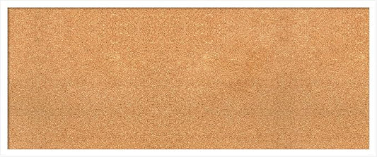 Amanti Art Natural Cork Board for Wall, 17x41 Vision Board with White Frame, Large Corkboard Office Decor for Home Organization, Modern Corkboard Pinboard to Display Items for Home Organization in-DeskLoop Office