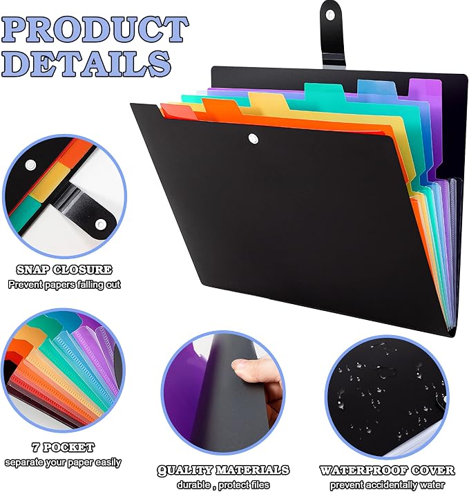 OSIMIG 10 Pack Expanding File Folders, 7 Pocket Folder Organizer, A4 Letter Size - Image 3