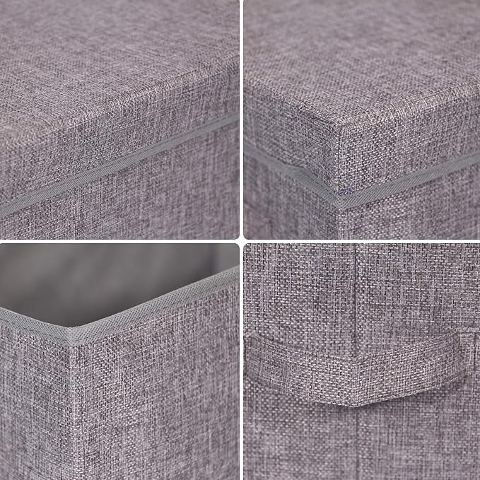 5 Pack Large Foldable Storage Box with Lids Fabric Storage Cube Organizer Cloth Containers Bins Baskets for Closet Clothes Clothing Bed Room-DeskLoop Office