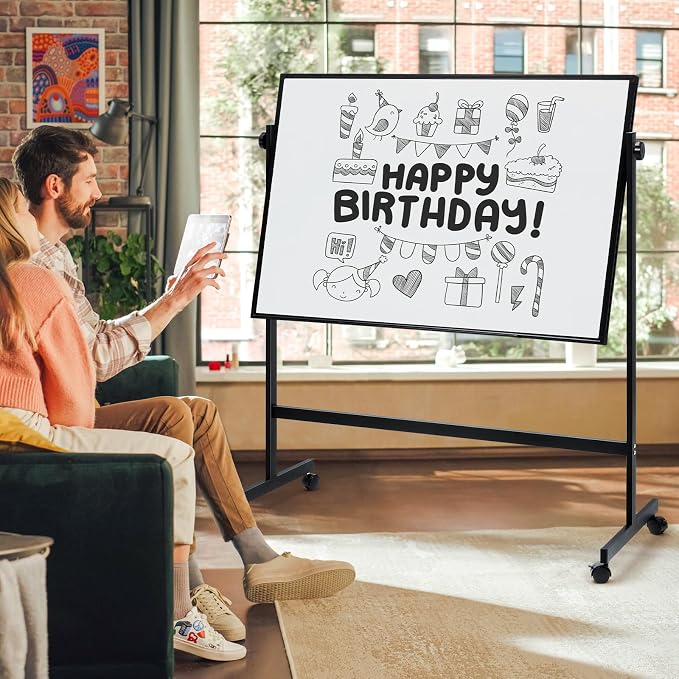 DUMOS Rolling Whiteboard Double Sided 46 x 32 Inches, Magnetic White Board Dry - Image 6
