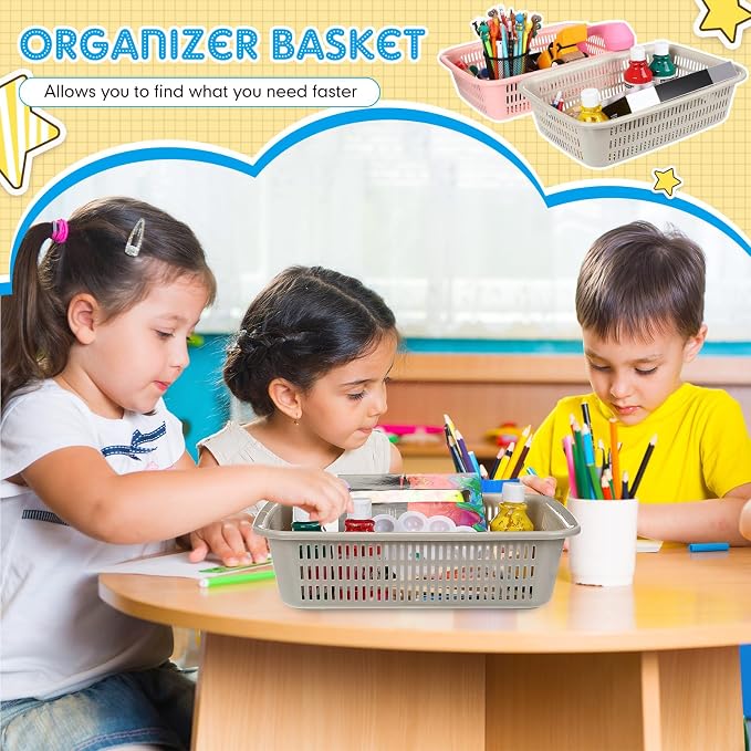 Zhehao 14 x 10 x 4 Inch 16 Pack Paper Organizer Basket Small Plastic Storage - Image 3