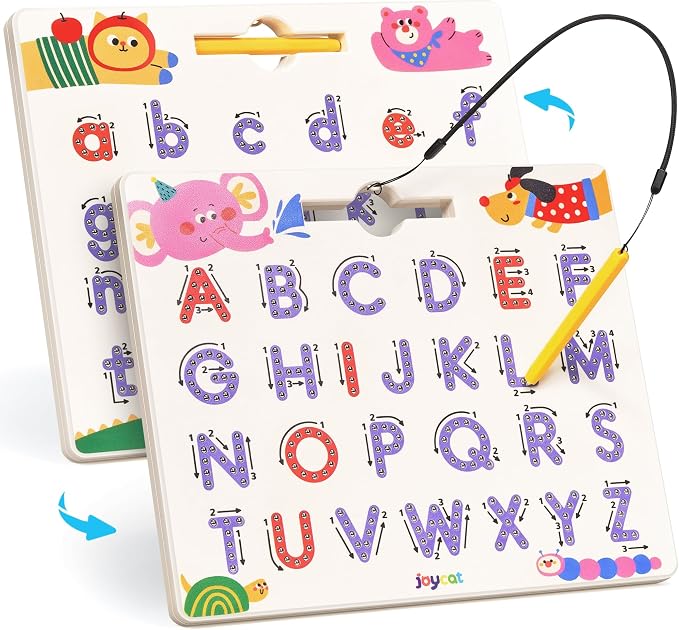 JoyCat Magnetic Animal Letter Tracing Board, Double-Sided ABC Magnets by JOYCAT