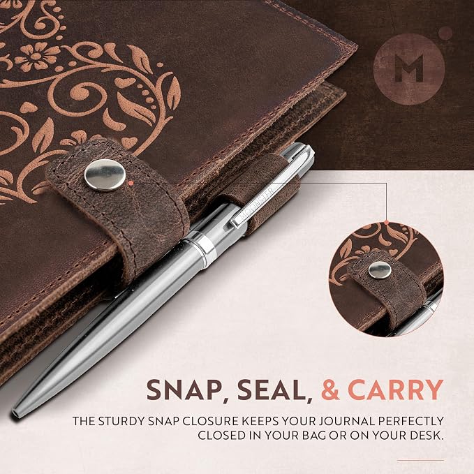 moonster Refillable Leather Journal Embossed Heart Shape Cover Design Journals - Image 3