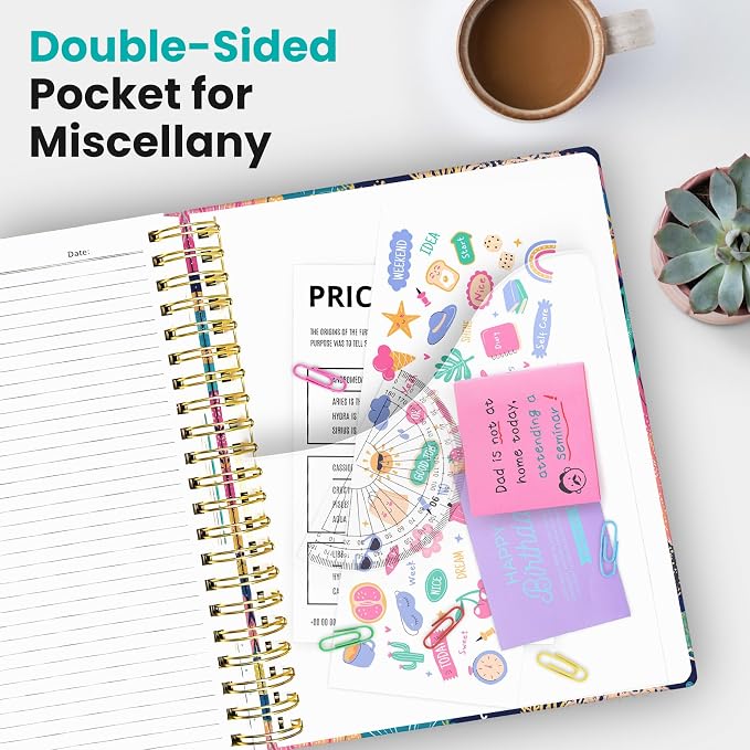 Large Lined Spiral Journal for Women Cute Hardcover 5 Subject Notebook for Work - Image 6