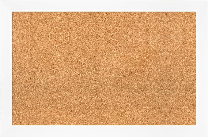 Amanti Art Natural Cork Board for Wall, 23x35 Vision Board with White Frame, Large Corkboard Office Decor for Home Organization, Modern Corkboard Pinboard to Display Items for Home Organization in-DeskLoop Office