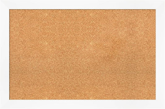 Amanti Art Natural Cork Board for Wall, 23x35 Vision Board with White Frame, Large Corkboard Office Decor for Home Organization, Modern Corkboard Pinboard to Display Items for Home Organization in-DeskLoop Office