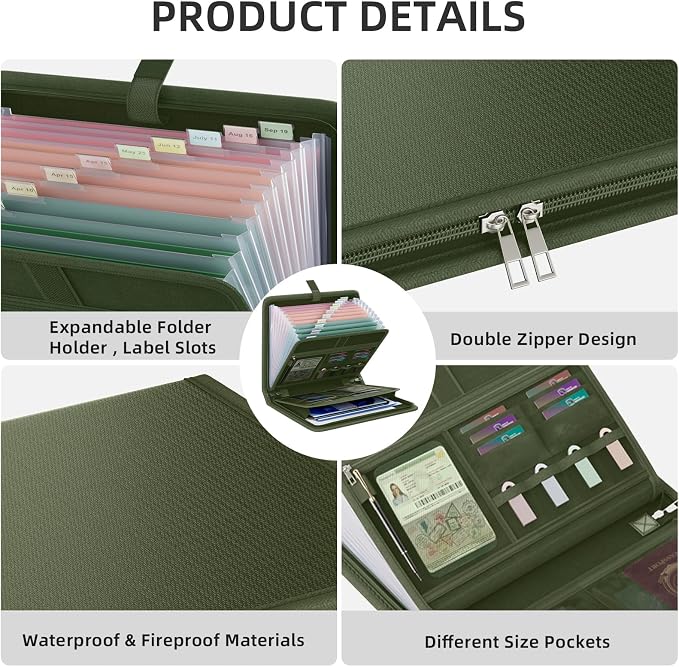 Fireproof Accordion File Organizer, Portable Expanding File Folder - Image 4