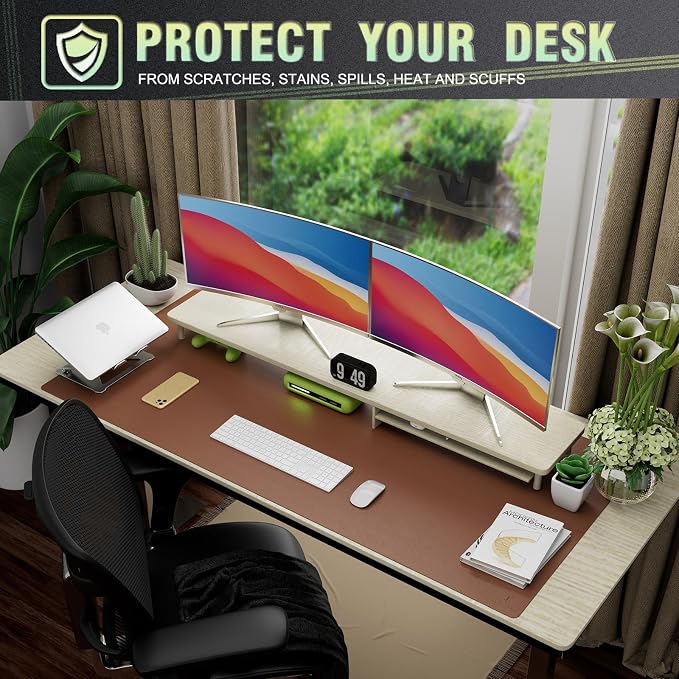 K KNODEL Large Office Leather Desk Mat, Mouse and Keyboard Pad, Computer and - Image 5
