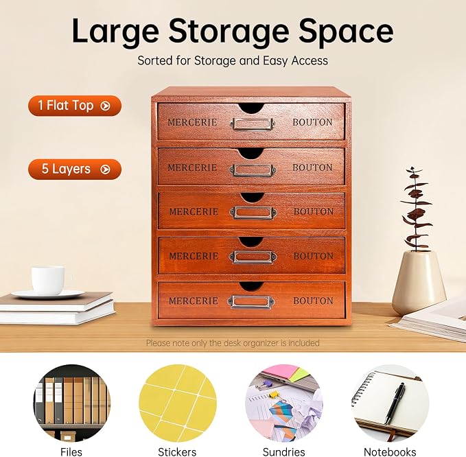 Desktop Storage Box, Desk Organizer Drawer, Office Supplies Countertop Drawer - Image 3