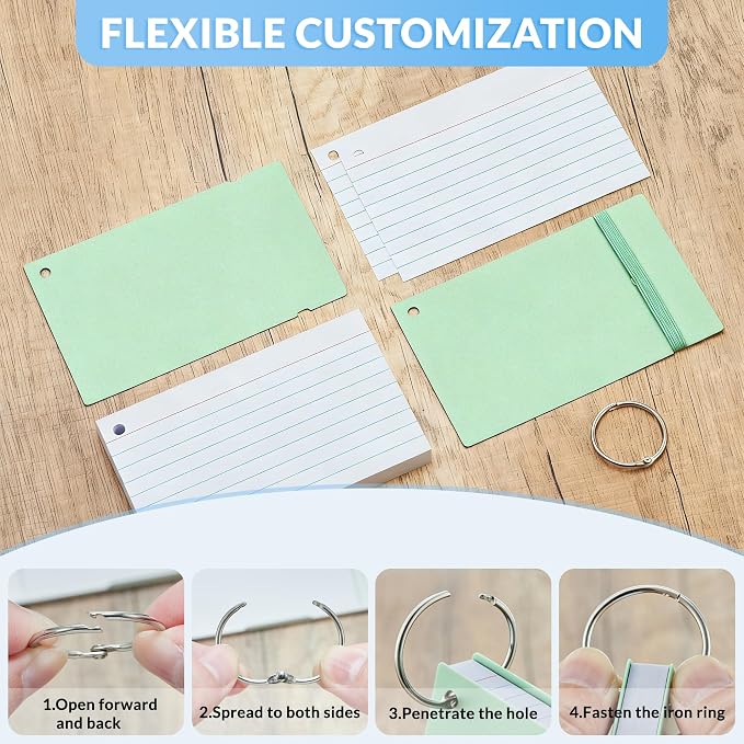 NEEWAY Ruled Index Cards with Ring 3x5 Inches, Flash Cards with Rings - Image 5