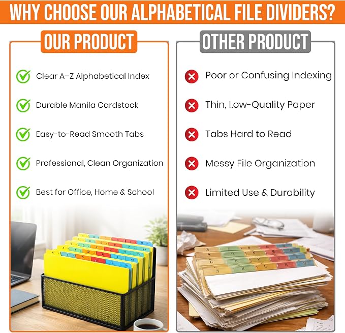 Iconikal A-Z Alphabetical Hanging File Folder Guide Dividers, Heavyweight 5 - Image 5