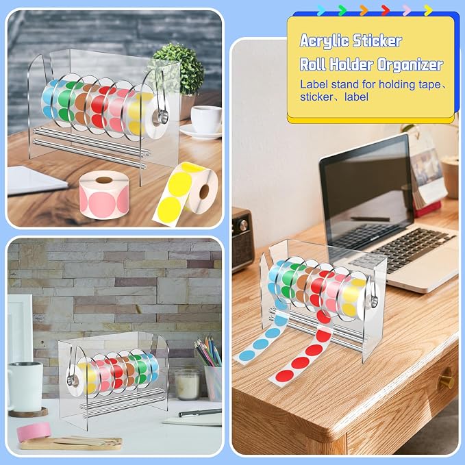 Label Dispenser, Sticker Roll Holder, Adjustable Sticker Dispenser, 6 Disks - Image 4