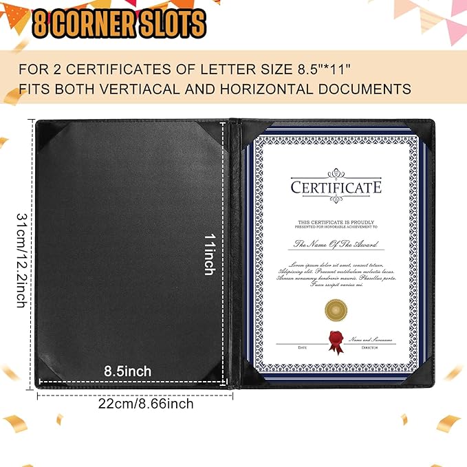 Tenare 20 Pcs Black Leather Certificate Holder 8.5 x 11 PU Phd Bachelor Master - Image 2