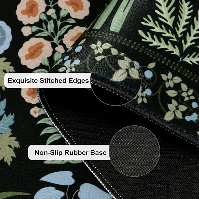 iCasso Floral Desk Pad Mat, Large Mouse Pad, Desk Matt - Image 4