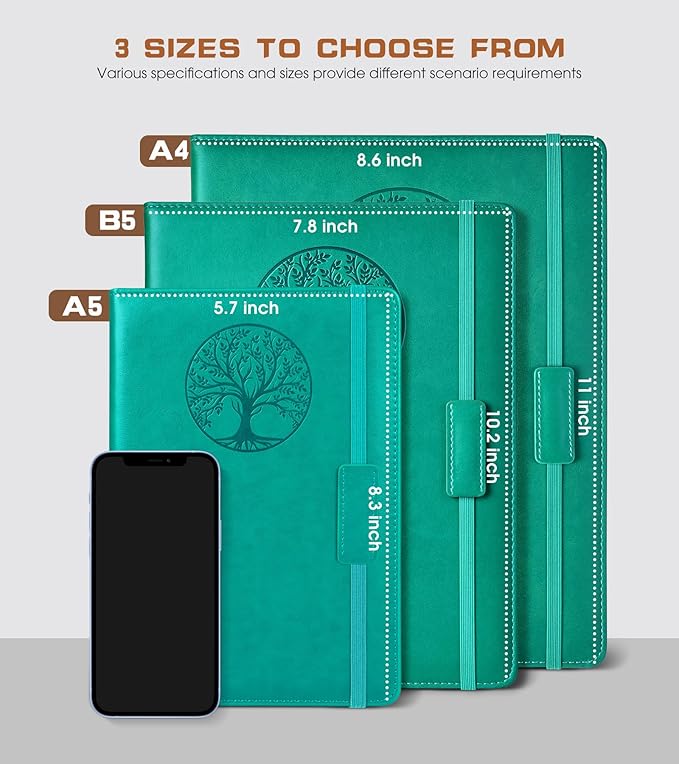 Lined Journal Notebook for Women Men,256 Pages A4 Large Hardcover Leather Journals for Writing,Travel,Business,Work,School,College Ruled Notebooks for Note Taking,Diary Notepad 8.6"×11" (Blue)-DeskLoop Office