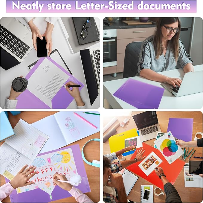 pmybupo 25Pack Purple Plastic Folders - Image 6