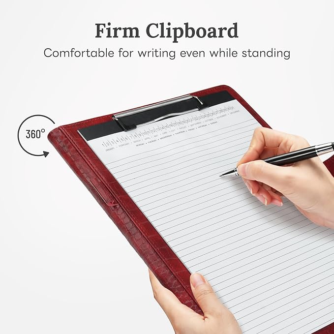 Clipboard Folder Padfolio, Mymazn Writing Portfolio Faux Leather Clipboards - Image 4
