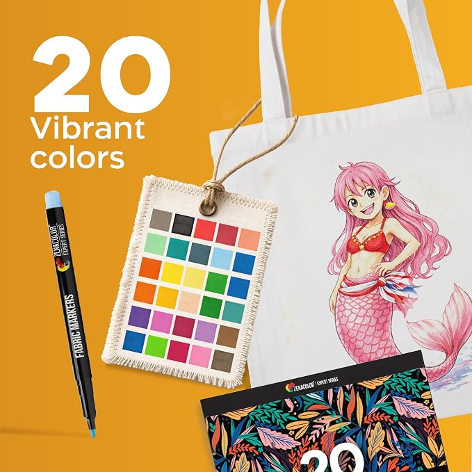 Zenacolor 20 Fabric Markers Pens Set - Image 3