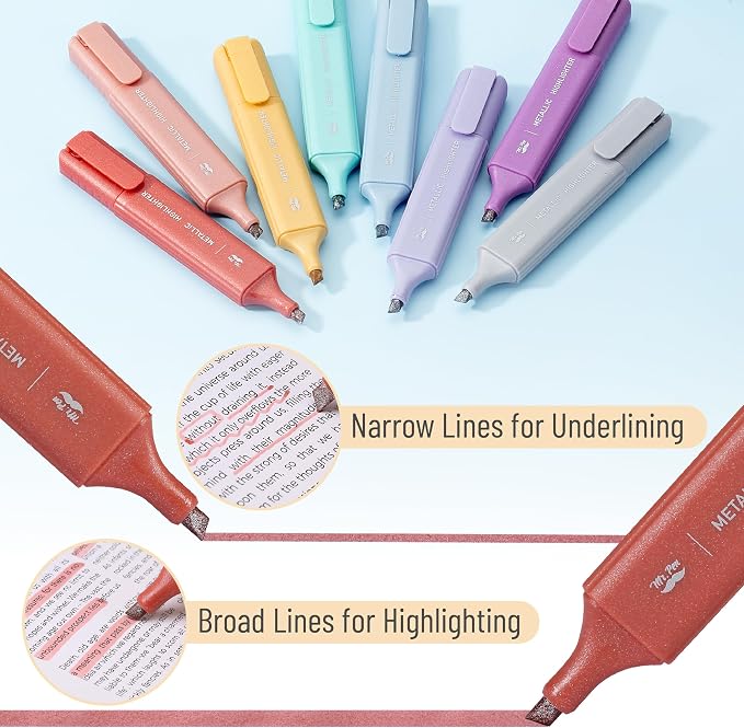 Mr. Pen- Glitter Highlighters, 8 Pack, Metallic Colors | Chisel Tip Highlighter - Image 6