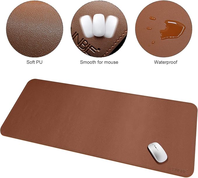 CENBBIE Leather Desk Mat Protector Super Large 51.18"x23.62" Desk Blotter Pad - Image 3