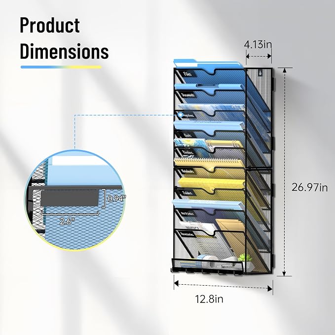 SUPEASY 10 Tier Wall File Organizer - Image 2