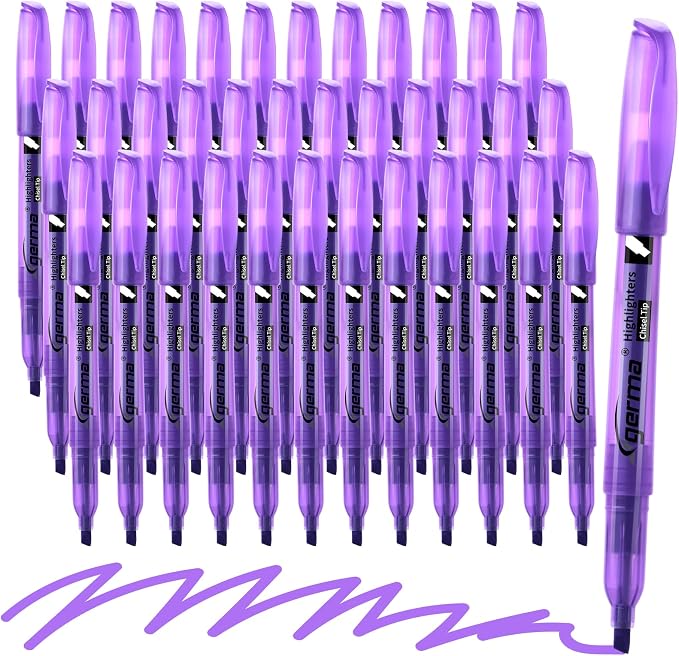 Cgerma Purple Highlighters, 36 Pack, Chisel Tip Highlighter Pack, Quickly Drying by Cgerma